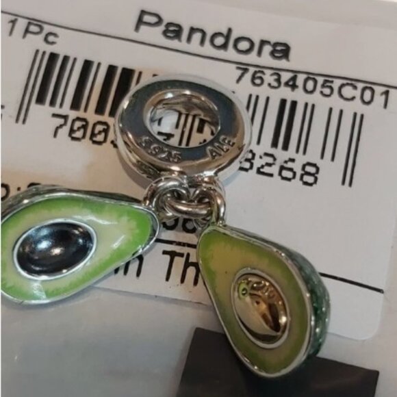 Authentic PANDORA Sterling Silver Avocado Double Dangle Charm 763405C01 - Picture 6 of 9